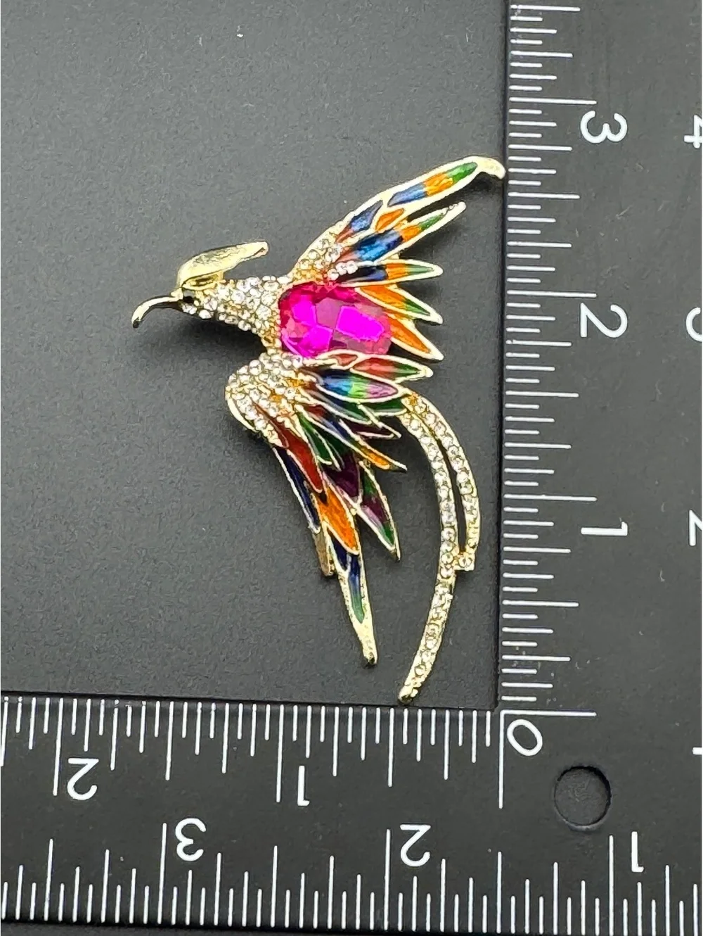 Majestic Phoenix Brooch with Crystal Plumage